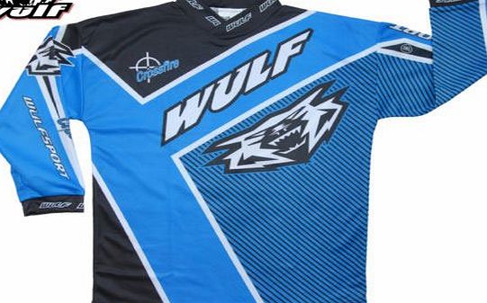 Crossfire WULFSPORT BRAND NEW CROSSFIRE CUB KIDS YOUTH RACE ATV BMX QUAD MOTOCROSS ELASTICATED SHIRT BLUE (5 - 7 Years)