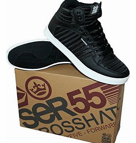 Mens Gyanda Black Hi Top Trainers Shoes, size 9