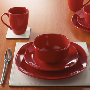 Red Gloss 16 Piece Dinner Set