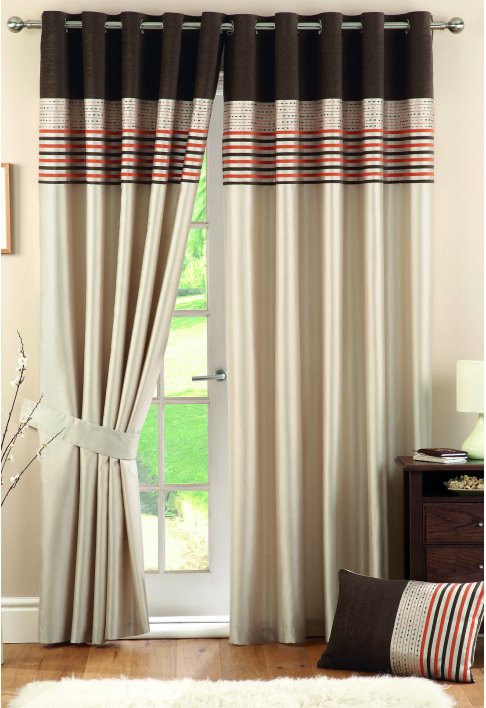 Carlton Chocolate Lined Eyelet Curtains