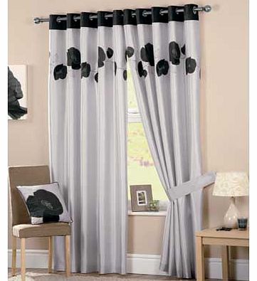 Danielle Lined Eyelet Curtains 229x229cm - Black