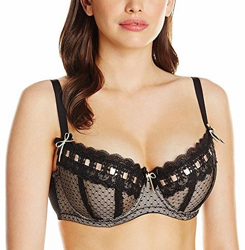 Womens Tease Me Full Cup Everyday Bra, Black/Gold, 28E