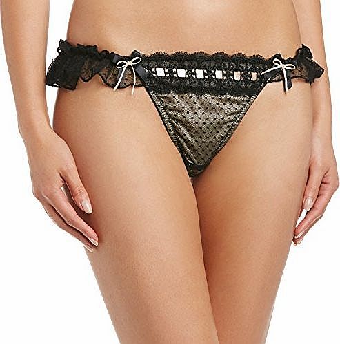 Curvy Kate Womens Tease Me Thong, Black/Gold, Size 16