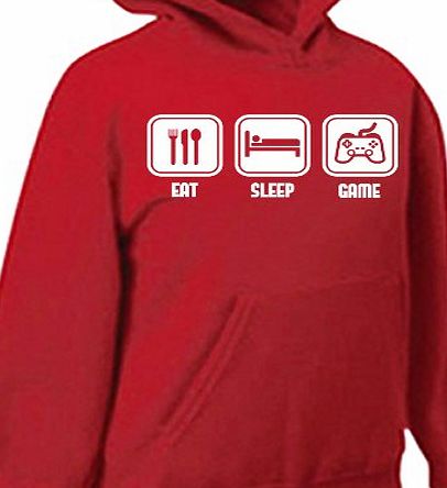 EAT SLEEP GAME, xbox live playstation, cod gaming, childrens kids boys girls Hoody Hoodie, Red, 13