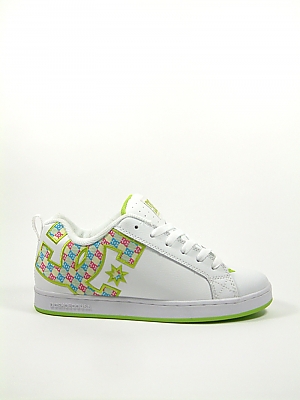 WOMENS COURT GRAFFIK SE SKATE SHOES - WHITE/RAINBOW