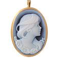 Agate Stone Cameo Pendant / Pin