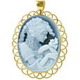 Bucolic Agate Stone Cameo Pendant / Pin