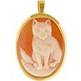 Cat Cornelian Cameo Pendant / Pin