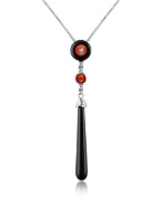 Diamond and Onyx Drop Pendant Necklace