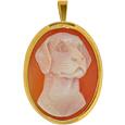 Dog Cornelian Cameo Pendant / Pin