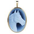 Horse Agate Stone Cameo Pendant/Pin