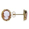 Sardonyx Cameo 18K Gold Earrings