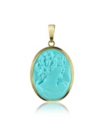 Woman Turquoise Paste Cameo Pendant