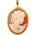 Woman with Diamond Necklace Cornelian Cameo Pendant / Pin