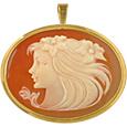 Young Girl Cornelian Cameo Pendant / Pin