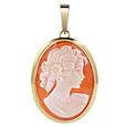 Young Lady w/Curls Cornelian Cameo Pendant