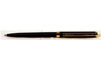 Delgado ballpen with blue ink and black barrel,