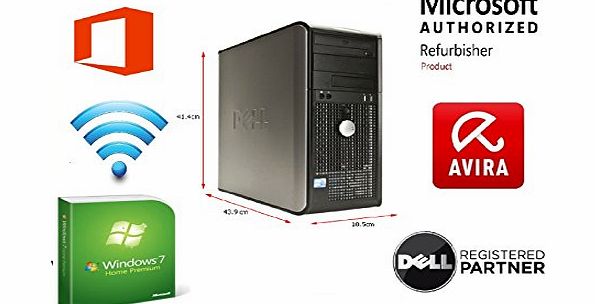 Brand New 4GB USB Stick & Refrubished Dell Optiplex 760 Mini Tower Computer - Windows 7 Home Premium - Powerful Intel Core 2 Duo - 2.5Ghz Processor - Wi Fi Enabled - 500Gb Hard Drive - 4Gb Memory 