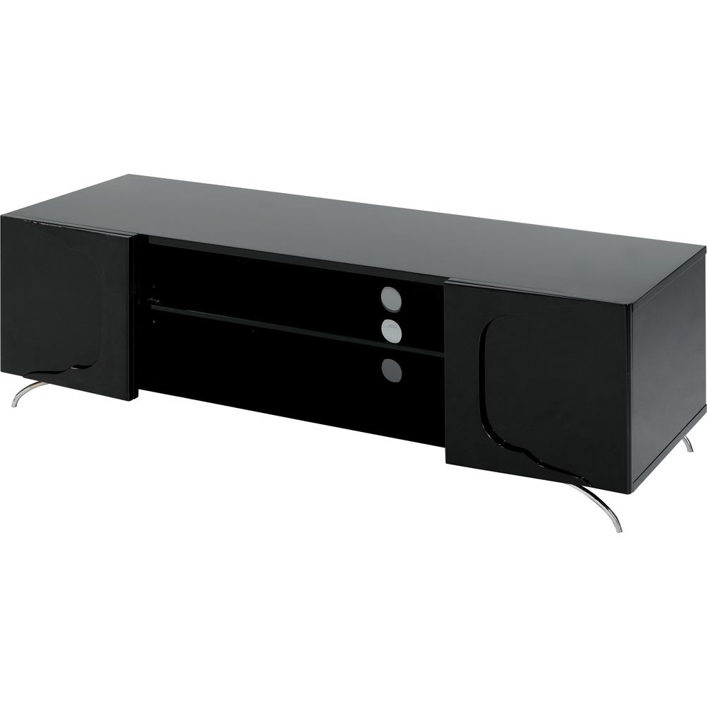 Delta Black Low Sideboard - black handles