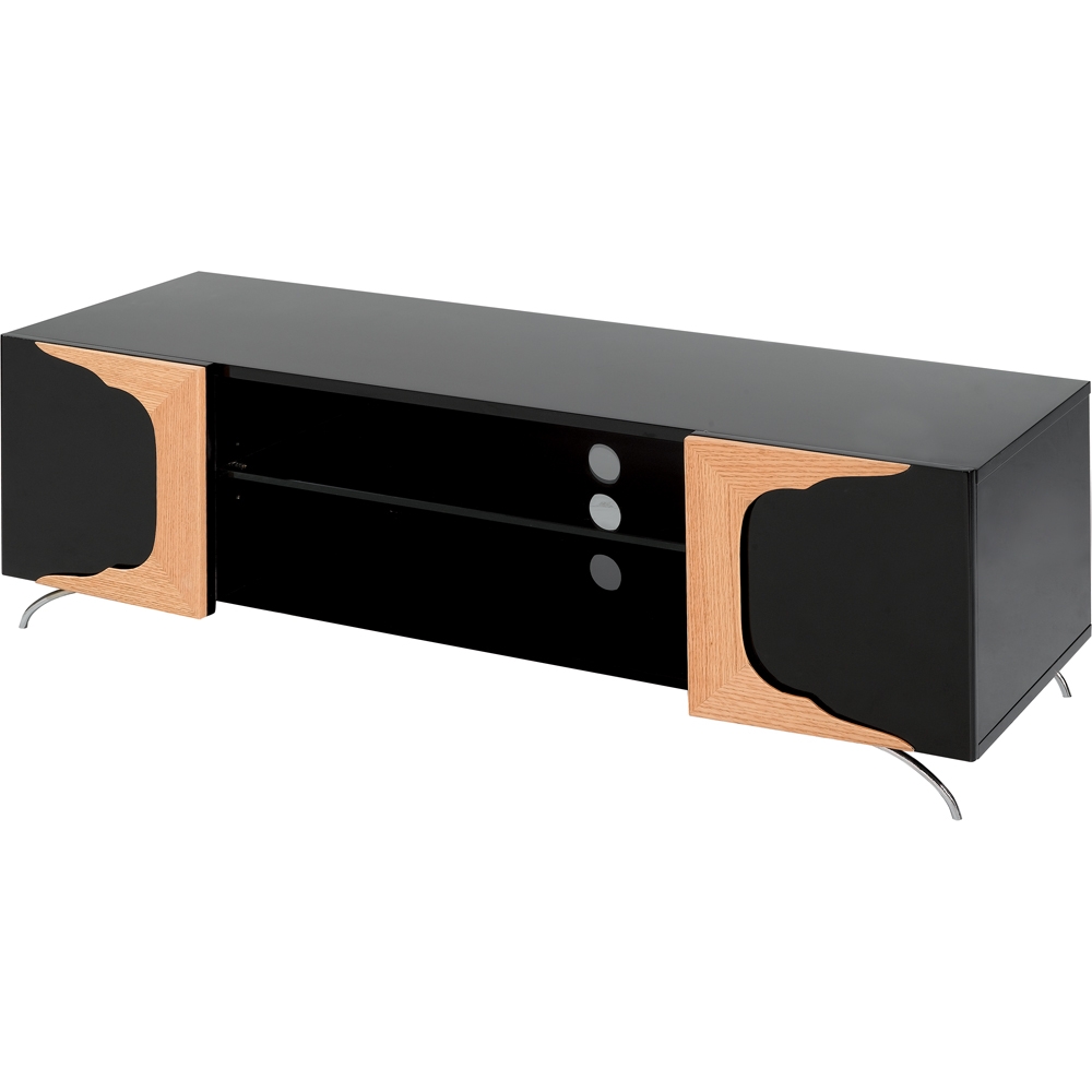 Delta Black Low Sideboard - oak handles