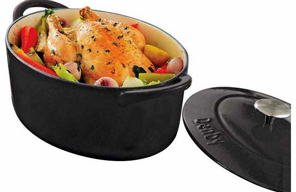 Cast Iron 28cm Oval Casserole - Black