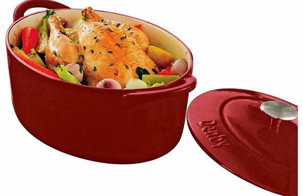 Cast Iron 28cm Oval Casserole - Cherry