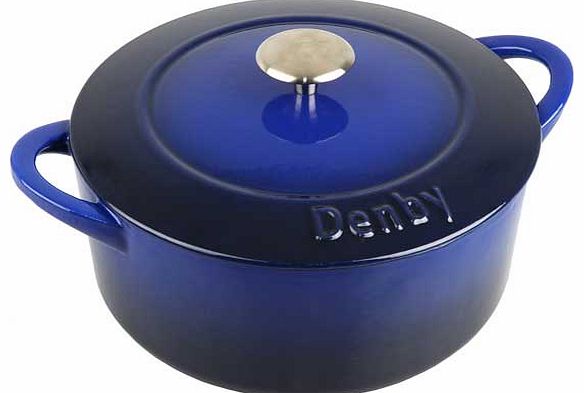 Cast Iron D24cm Round Casserole - Blue