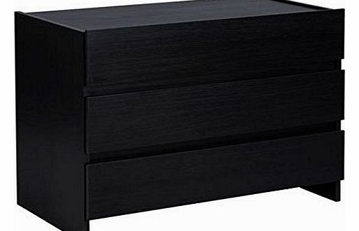 Chest of Drawers Black Wood Effect 3 Drawer Denver Bedroom Furniture