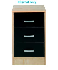 detroit 3 Drawer Black Bedside Chest