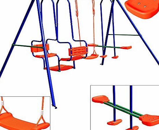 Swing set XXL 5 children - Metal frame activity center outdoor play games garden