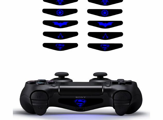 Playstation 4 Light Bar Decal / Sticker PS4 Dualshock Controller set of ten super hero themed