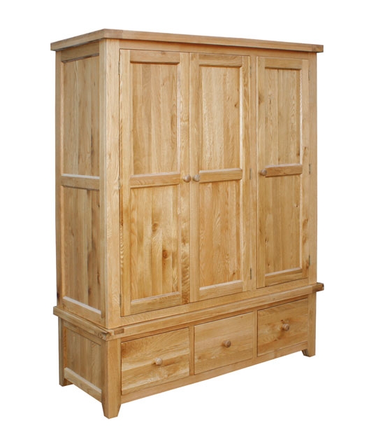 Oak Triple Wardrobe with Drawers