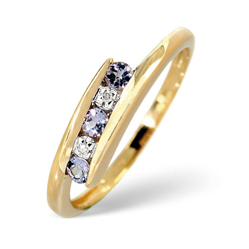 0.2 Ct Tanzanite and 0.01 Ct Diamond Ring In 9 Carat Yellow Gold