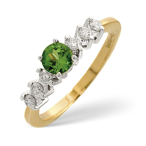 Tsavorite and 0.18 Diamond Ring In 9 Carat Yellow Gold