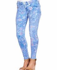 Livier blue and pink cotton blend jegging