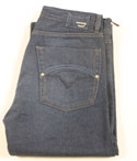 Mens Dark Denim Button Fly Jeans 34 Leg