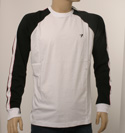 Mens White & Black Long Sleeve Round Neck Cotton T-Shirt