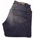 Mid Blue Denim Button Fly Jeans - 34 Leg