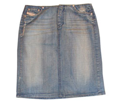 Washed denim skirt