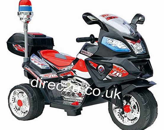 Kids police bike motorbike motorcycle trike electric ride on (Black)