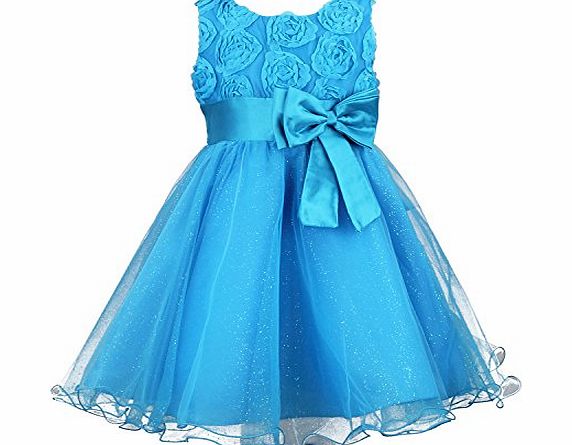 Girls Flower Formal Wedding Bridesmaid Party Christening Dress Princess Dresses age 2-12 years (9-10years, blue)