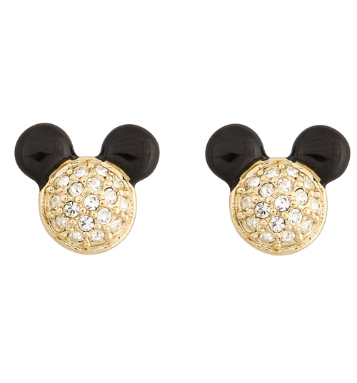 10k Gold Plated Swarovski and Enamel Mickey Ears