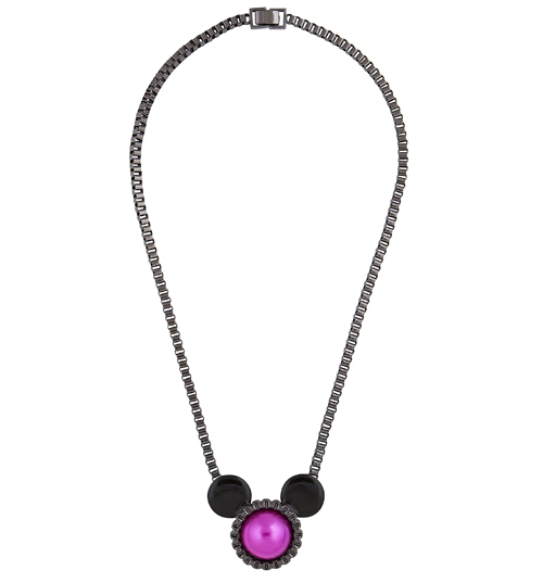 Black Hematite Plated Fuschia Pearl Minnie Mouse