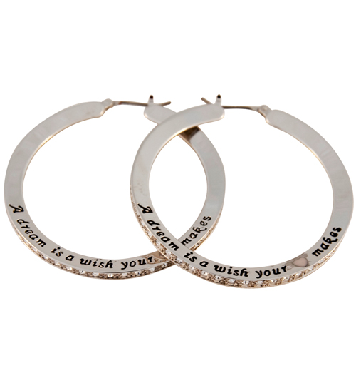 Dream Is A Wish Silver Hoop Earrings from Disney