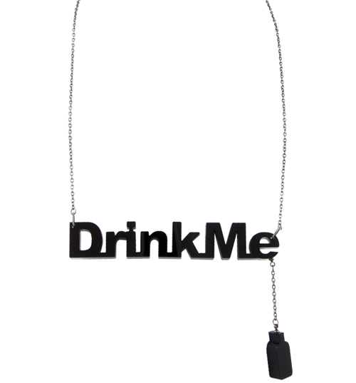 Silver Plated Alice In Wonderland Drink Me Font