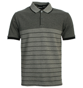 Black and Grey Stripe Pique Polo Shirt