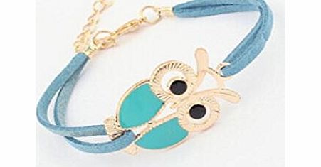 Hot Fashion Korean Style Women Lady Girls Retro Owl Decoration Faux Leather Bracelets,Black