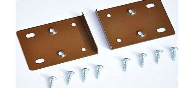 BROWN KITCHEN CUPBOARD DOOR HINGE REPAIR KIT INCLUDES 2 PLATES AND FIXING SCREWS