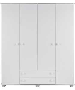 4 Door 2 Drawer Wardrobe - White