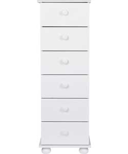 6 Drawer Tallboy - White